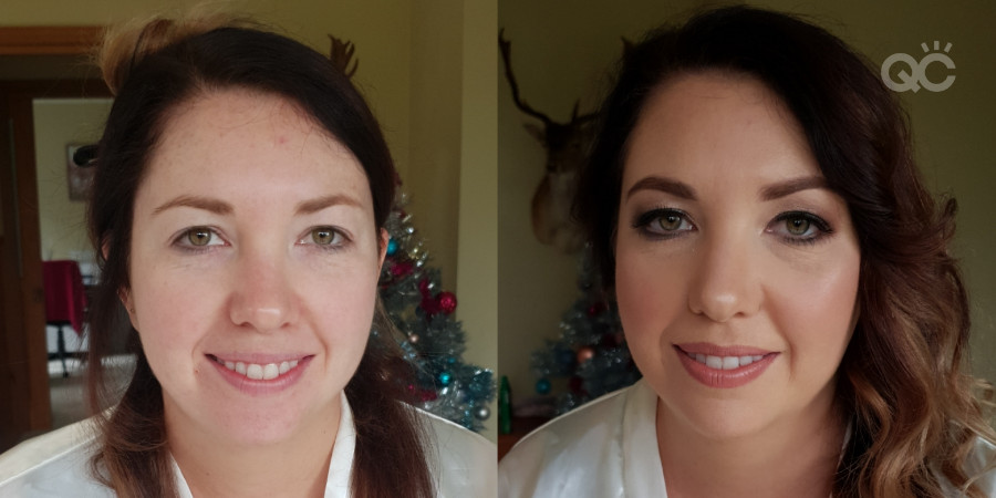 Before and after photos of a makeup client by Izzabelle Tokarski-Paine