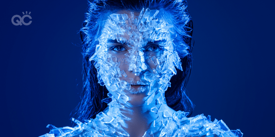 special fx makeup - woman covered in broken shards of glass