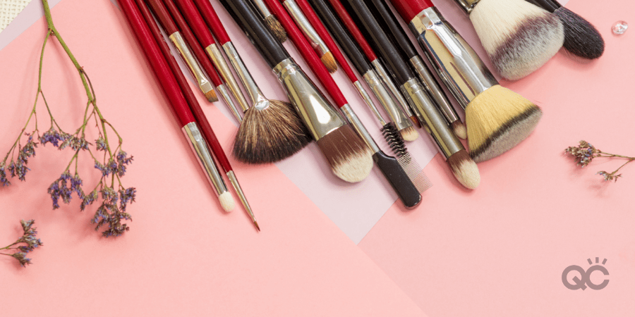 set of clean makeup brushes