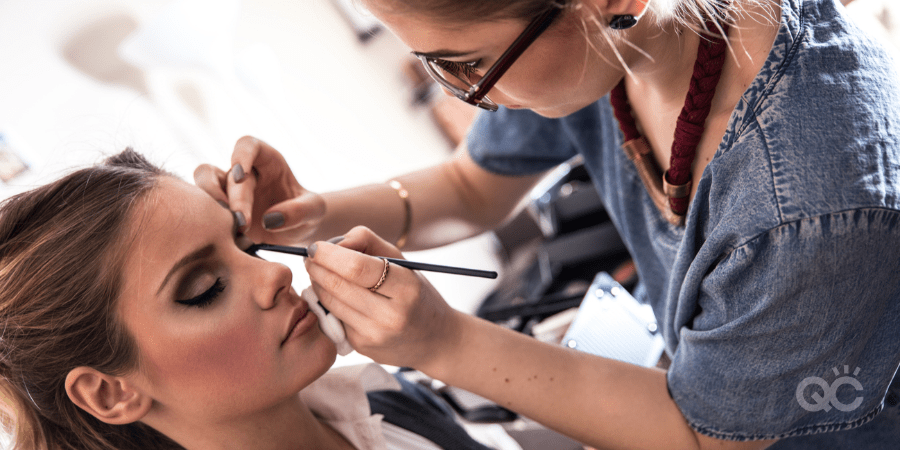 Make-up artist work in her studio.