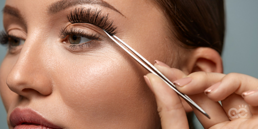 Makeup Looks to avoid on Valentines - Woman Applying False Lashes