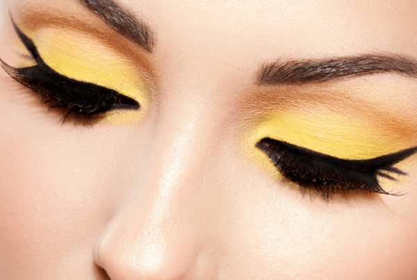 makeup career - yellow and orange eyeshadow with cat eye liner