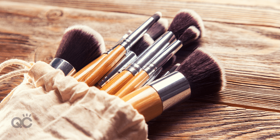 makeup artist brushes on table