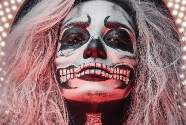 special fx makeup woman with skeleton face