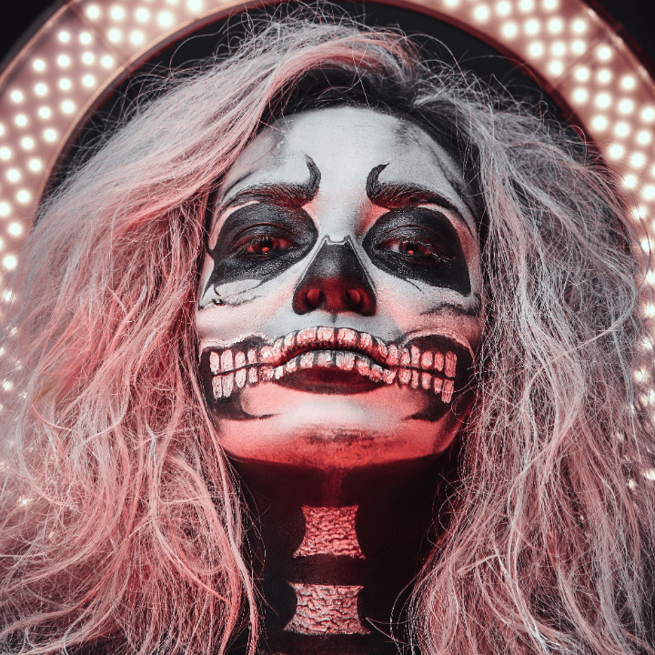 special fx makeup woman with skeleton face