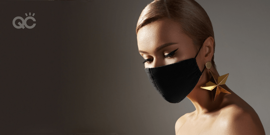 woman wearing face mask and makeup