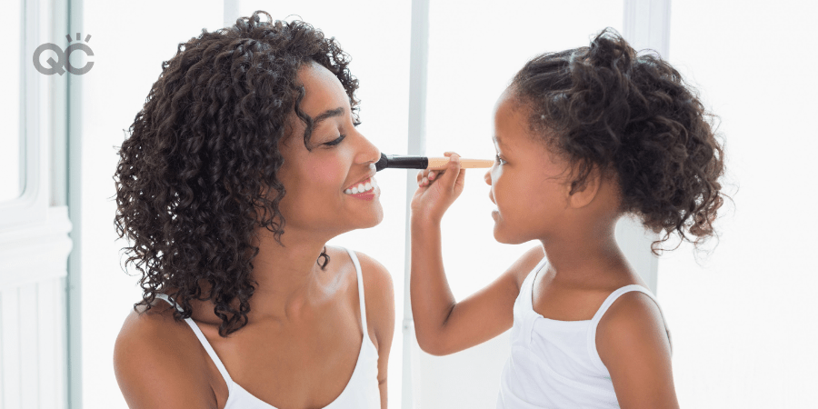 Becoming a makeup artist as special needs parent: Daughter applying makeup on mom