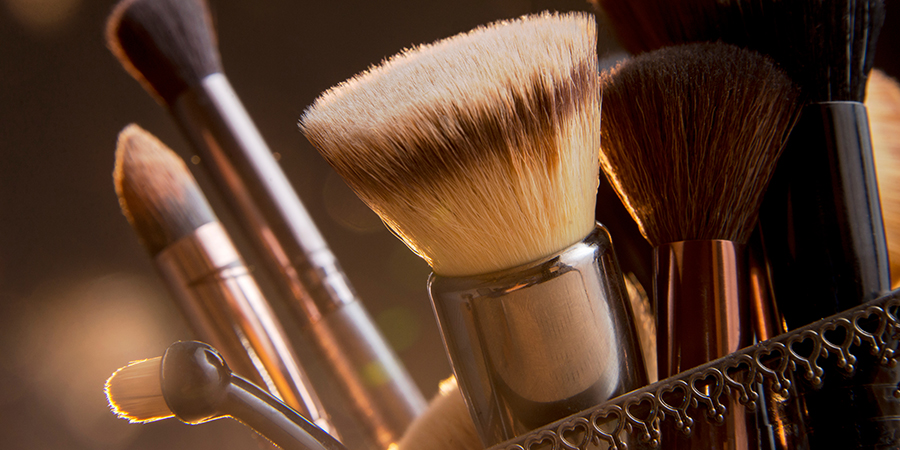 Makeup artist kit showing makeup artist brushes